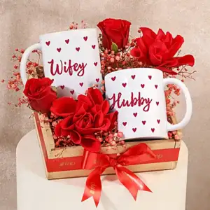 romantic rose n couple mug duo