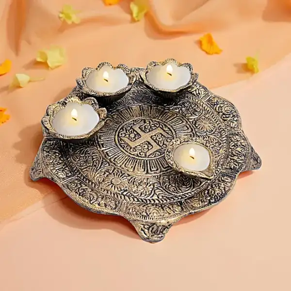 Vintage Golden Pooja Thali Gift